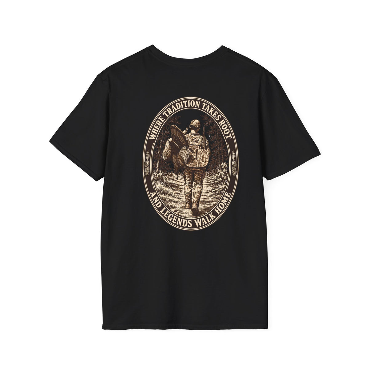 Turkey Hunting with Turkey Logo on Front T-Shirt– Legends Walk Home