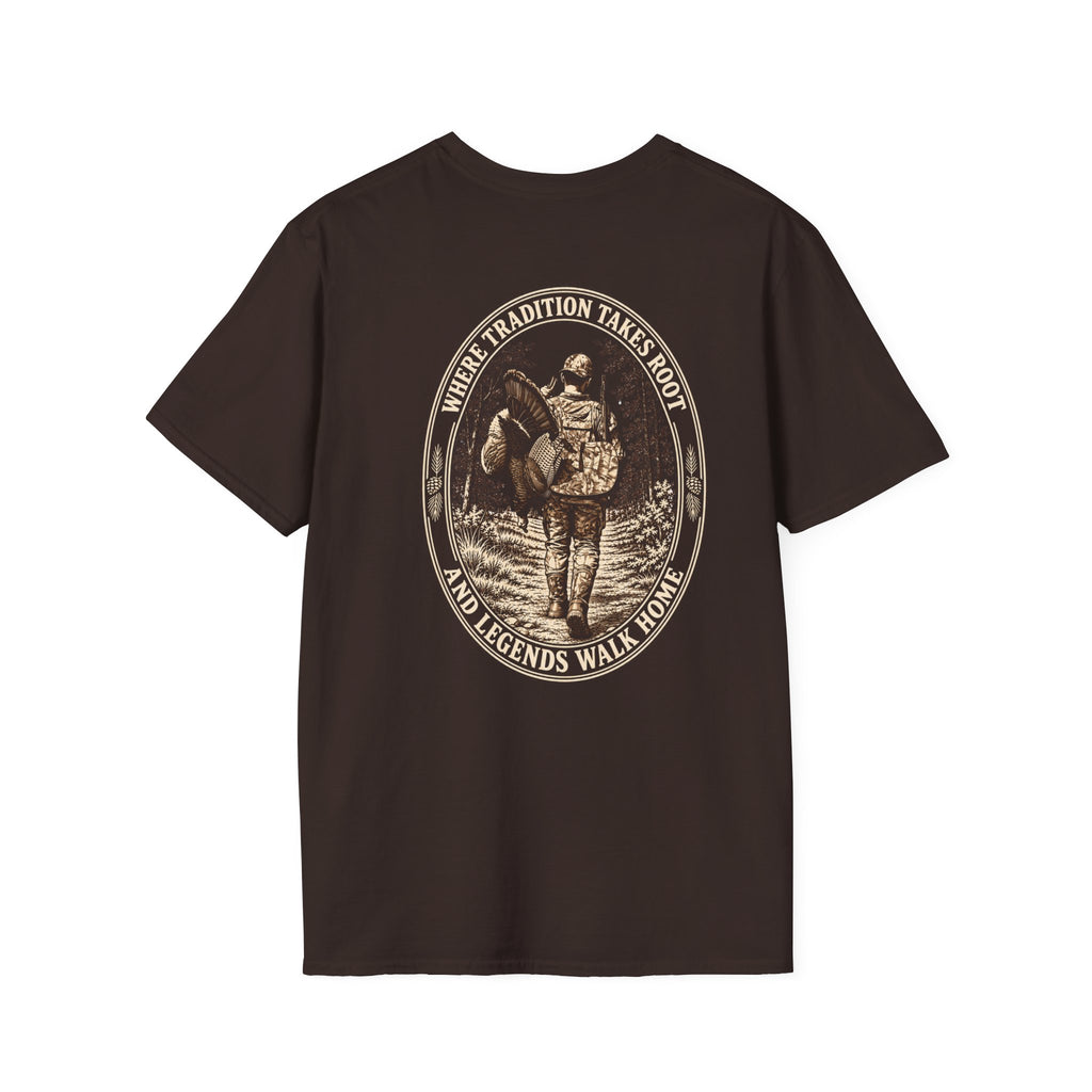 Turkey Hunting with Turkey Logo on Front T-Shirt– Legends Walk Home