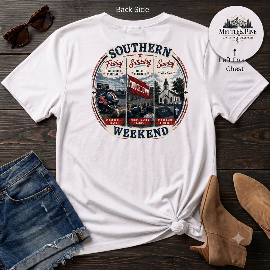 Southern Weekend Red, Navy & Powder Blue F/B T-Shirt
