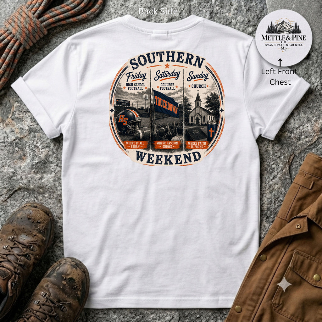 Southern Weekend Orange & Navy F/B T-Shirt