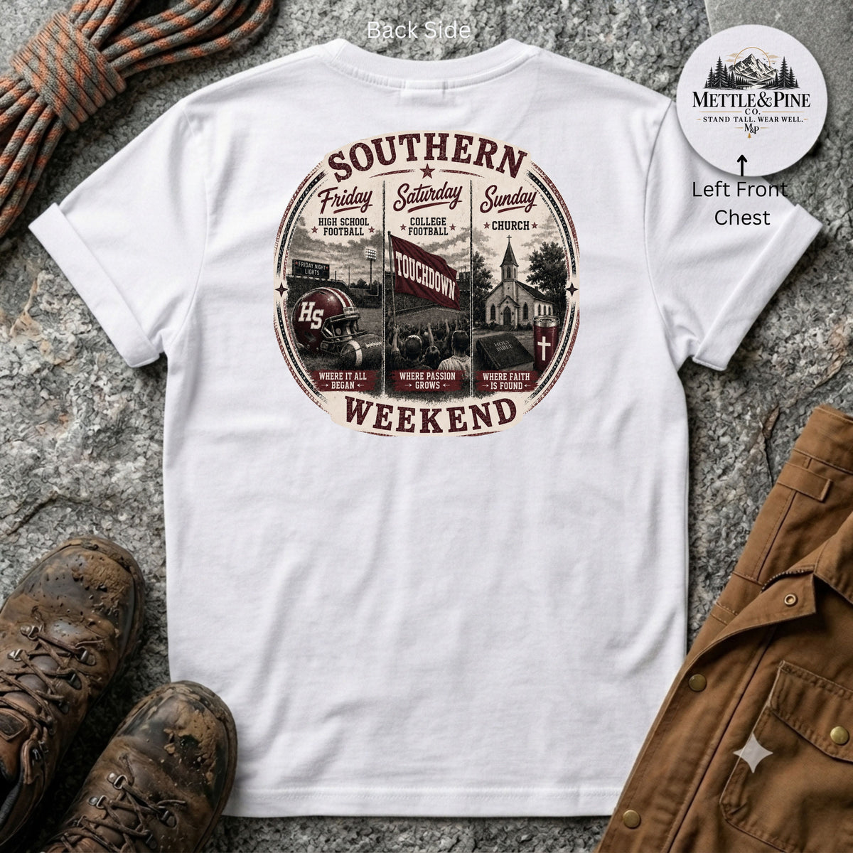 Southern Weekend Deep Maroon & White F/B T-Shirt