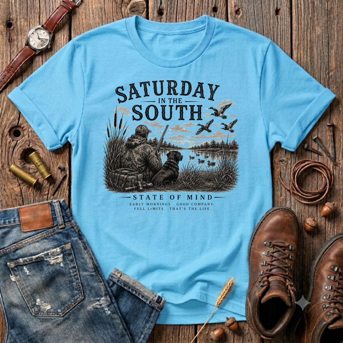 Saturday in the South Duck Hunt B & W T-Shirt