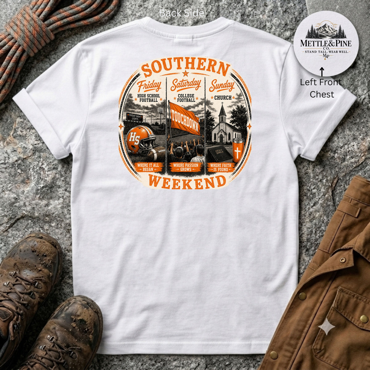 Southern Weekend Orange & White F/B T-Shirt