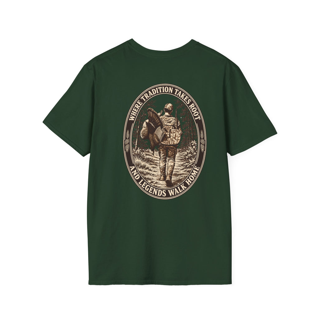 Turkey Hunting with Turkey Logo on Front T-Shirt– Legends Walk Home