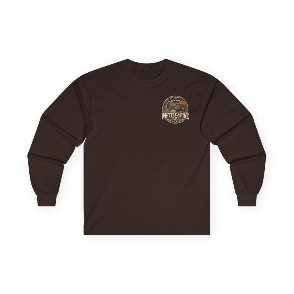 Long Sleeve Tee — 'Tradition Turns Road to Legends' Vintage Hiker Graphic