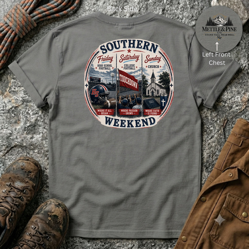 Southern Weekend Red, Navy & Powder Blue F/B T-Shirt