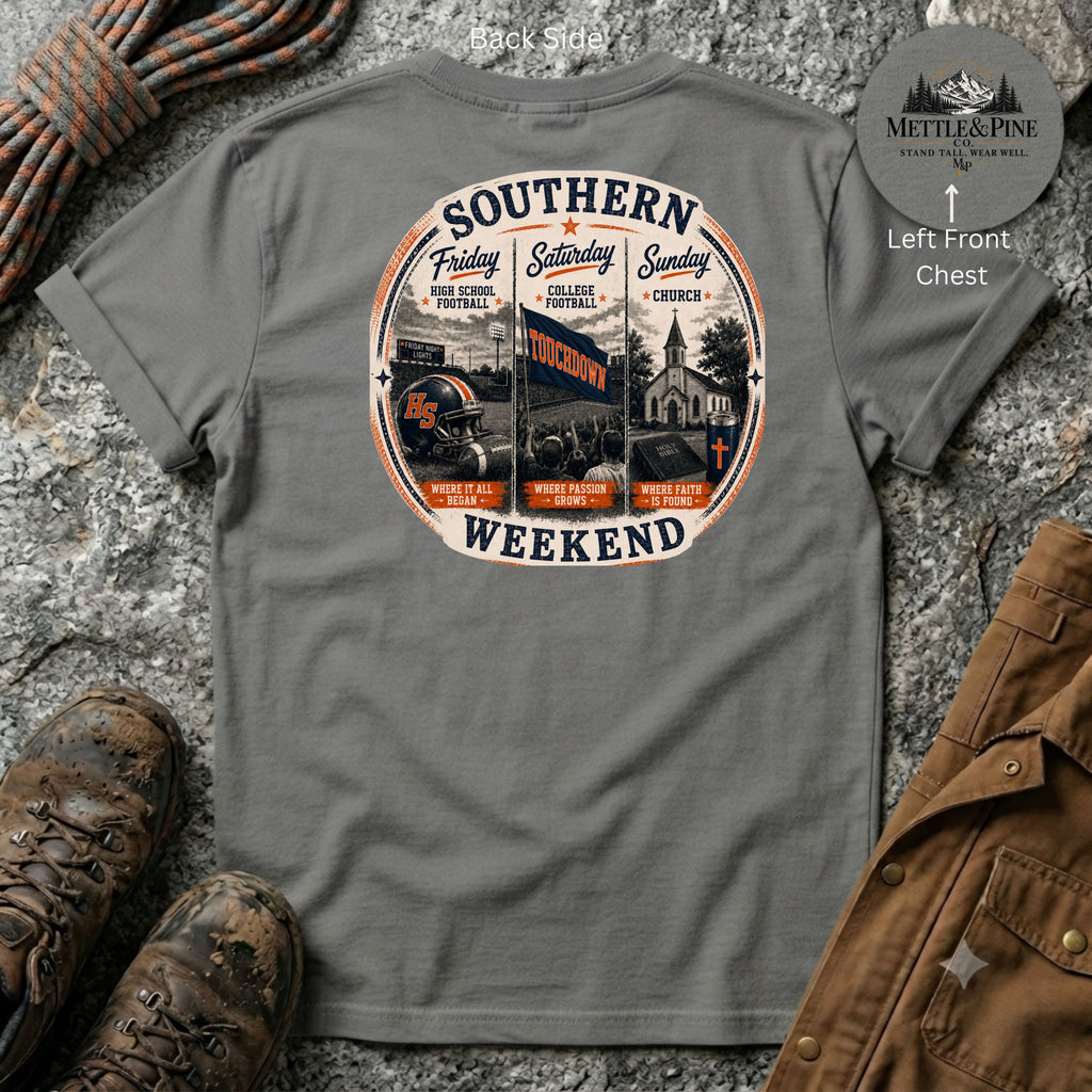 Southern Weekend Orange & Navy F/B T-Shirt
