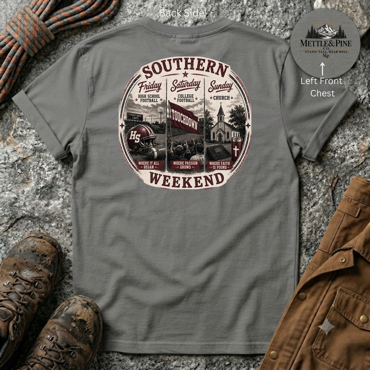 Southern Weekend Maroon & White F/B T-Shirt