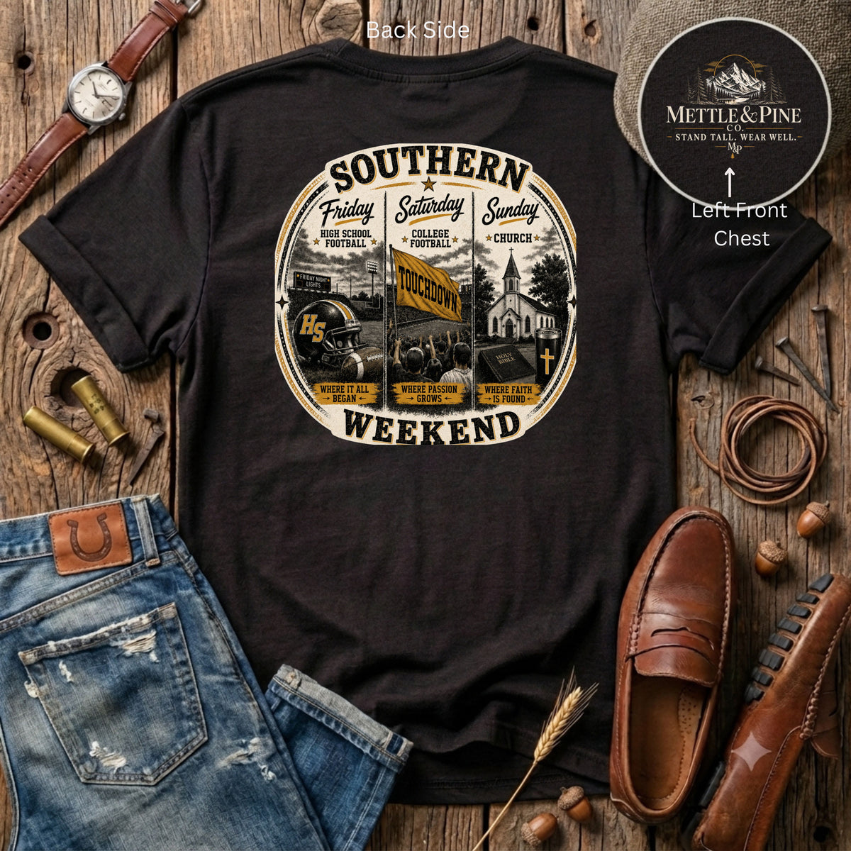 Southern Weekend Gold & Black F/B T-Shirt