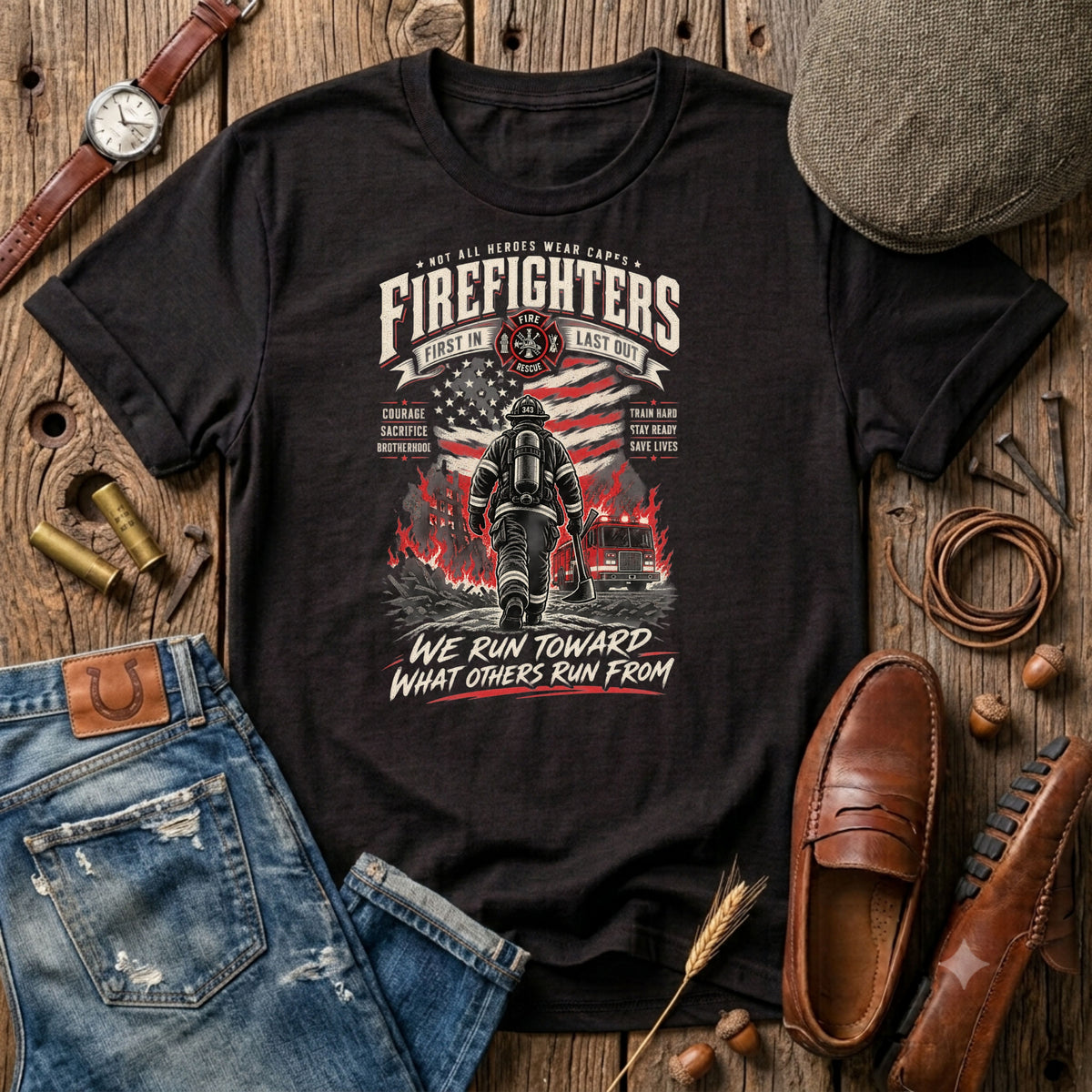 Firefighters_ Courage Through the Flames T-Shirt
