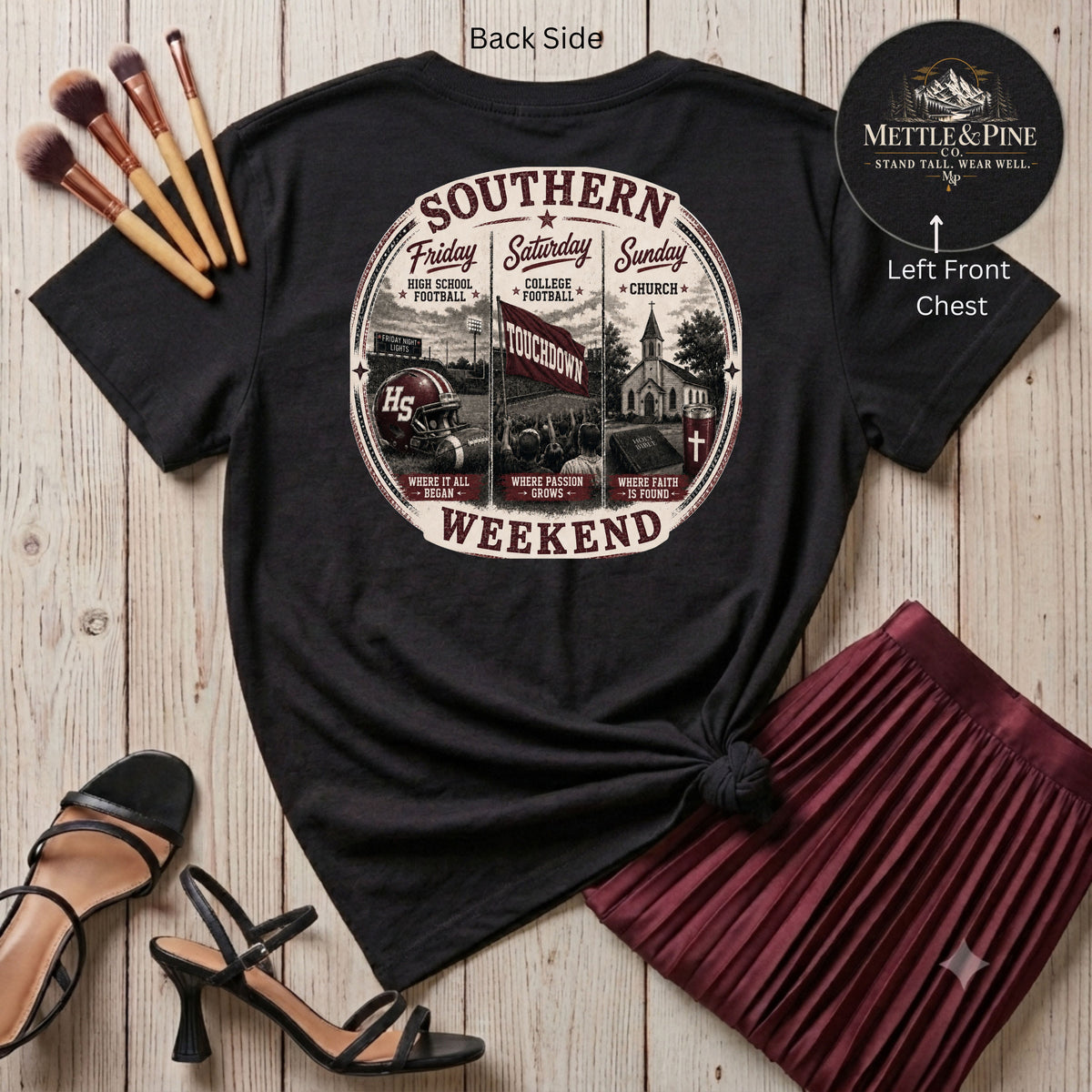 Southern Weekend Maroon & White F/B T-Shirt