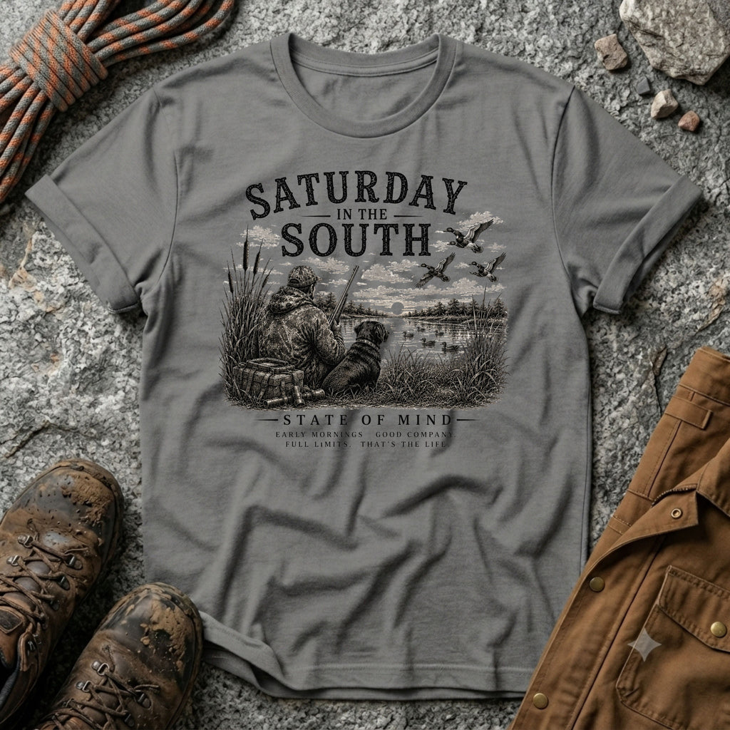 Saturday in the South Duck Hunt B & W T-Shirt