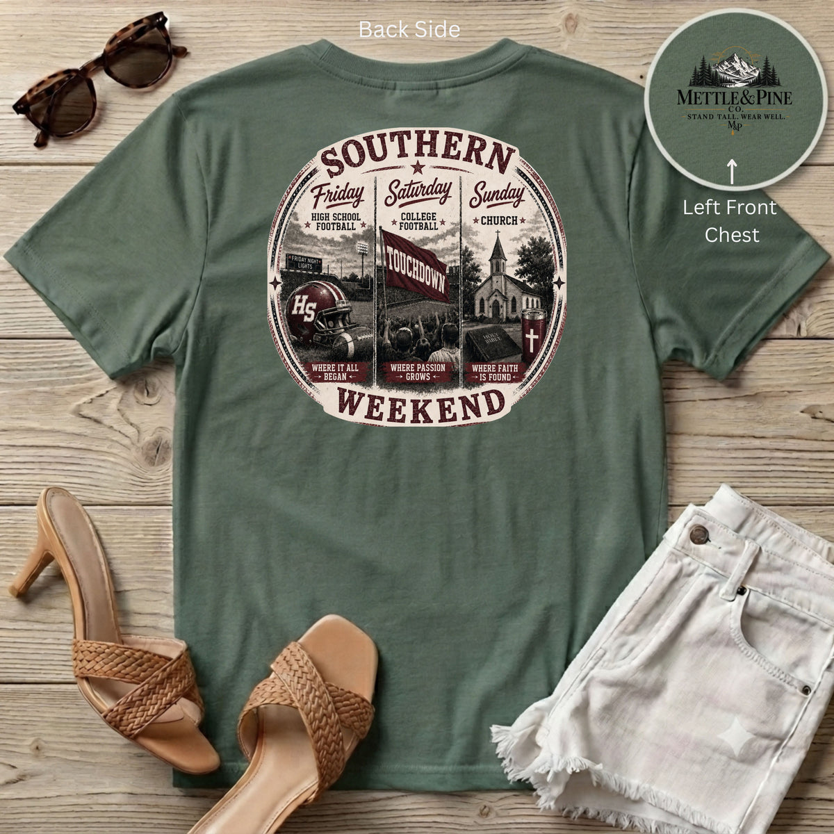 Southern Weekend Deep Maroon & White F/B T-Shirt