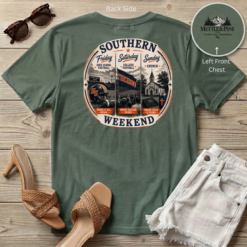 Southern Weekend Orange & Navy F/B T-Shirt
