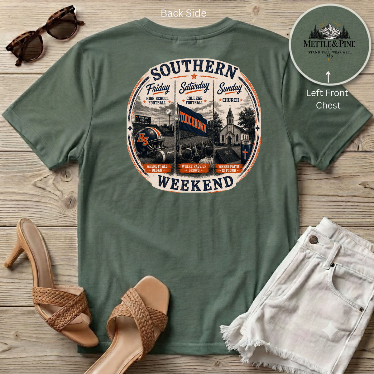 Southern Weekend Orange & Navy F/B T-Shirt