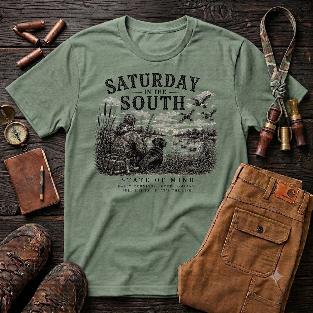 Saturday in the South Duck Hunt B & W T-Shirt
