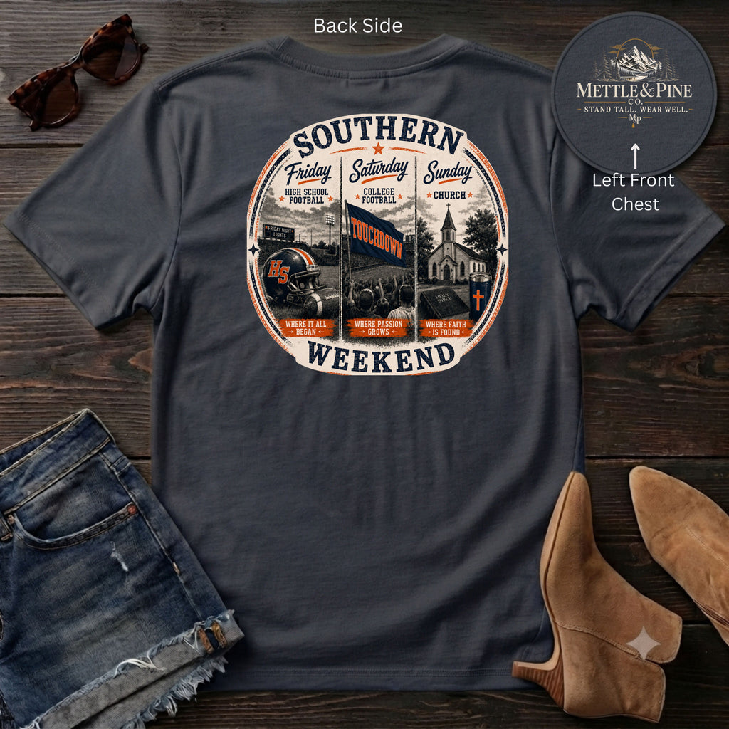 Southern Weekend Orange & Navy F/B T-Shirt