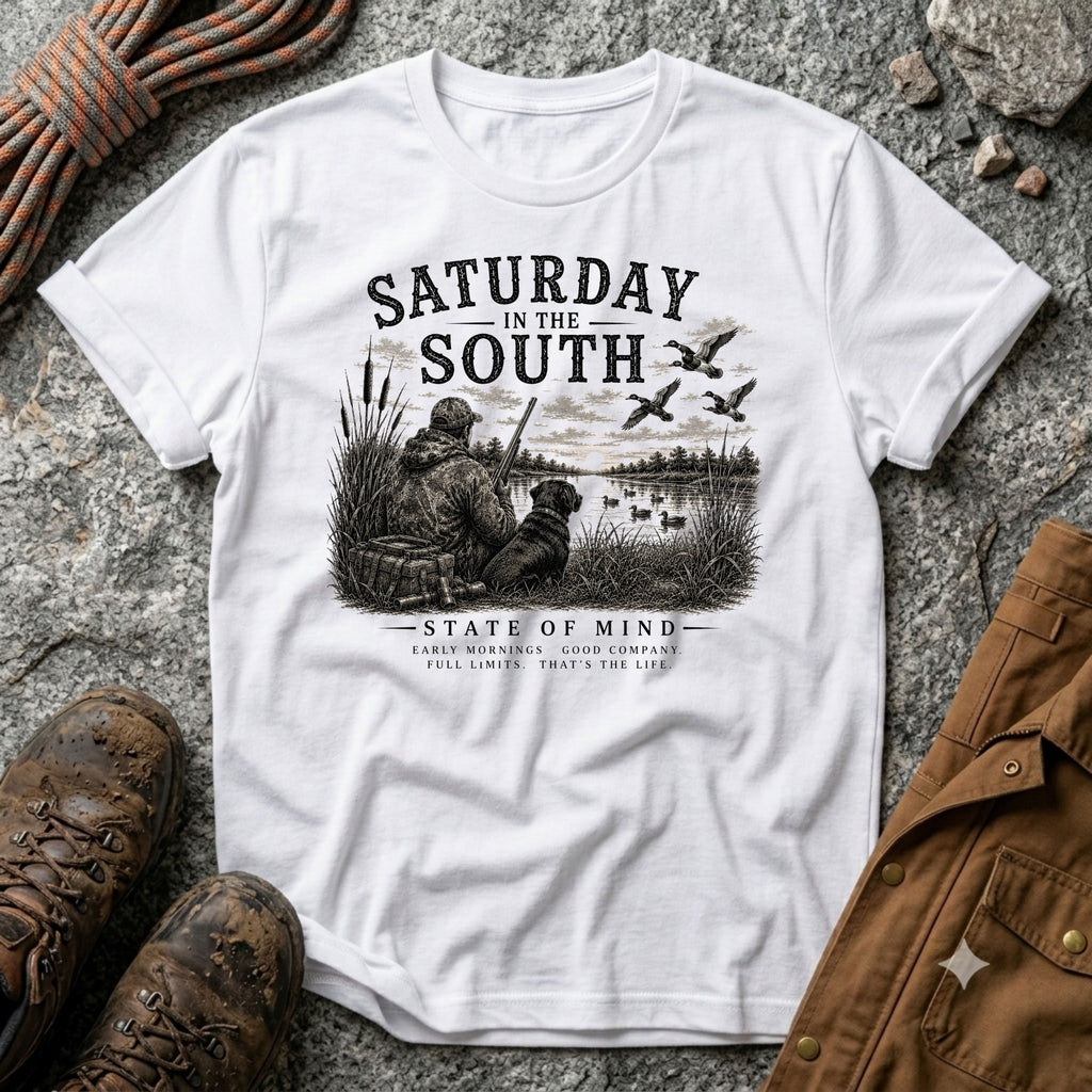 Saturday in the South Duck Hunt B & W T-Shirt