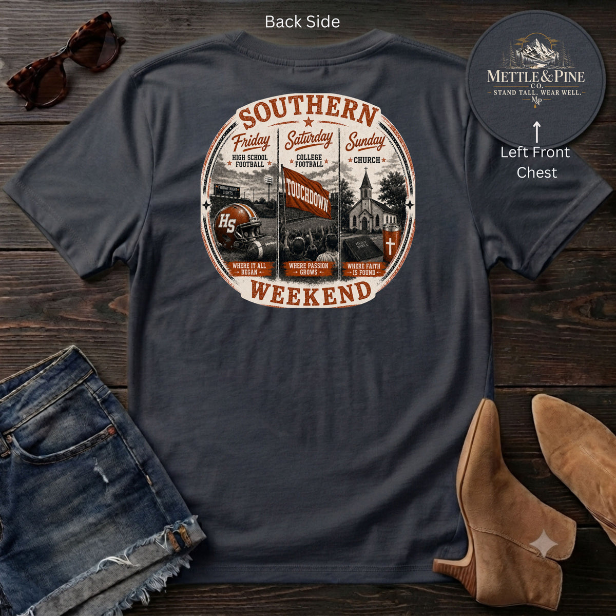 Southern Weekend Burnt Orange & White F/B T-Shirt