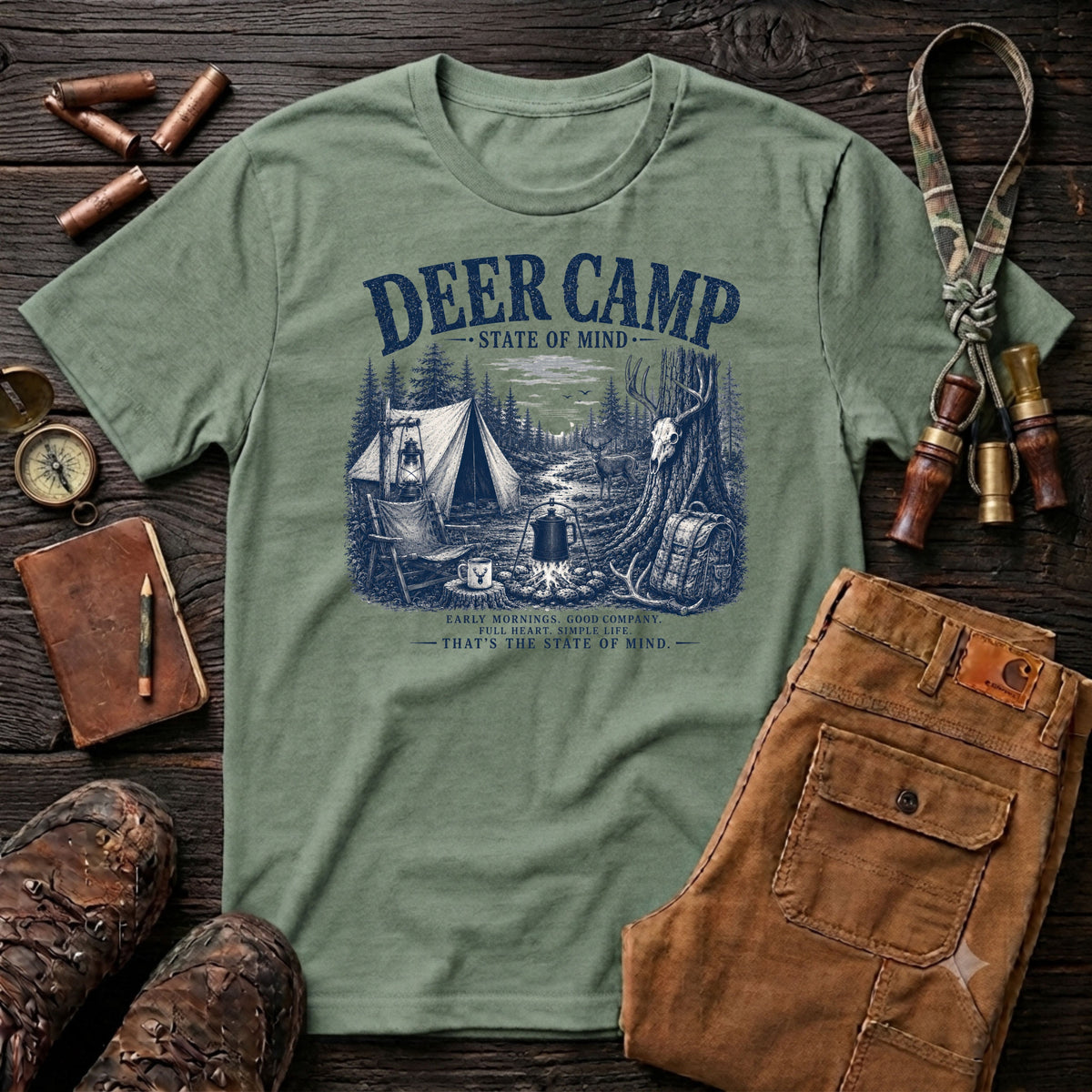 Deer Camp Navy Print T-Shirt