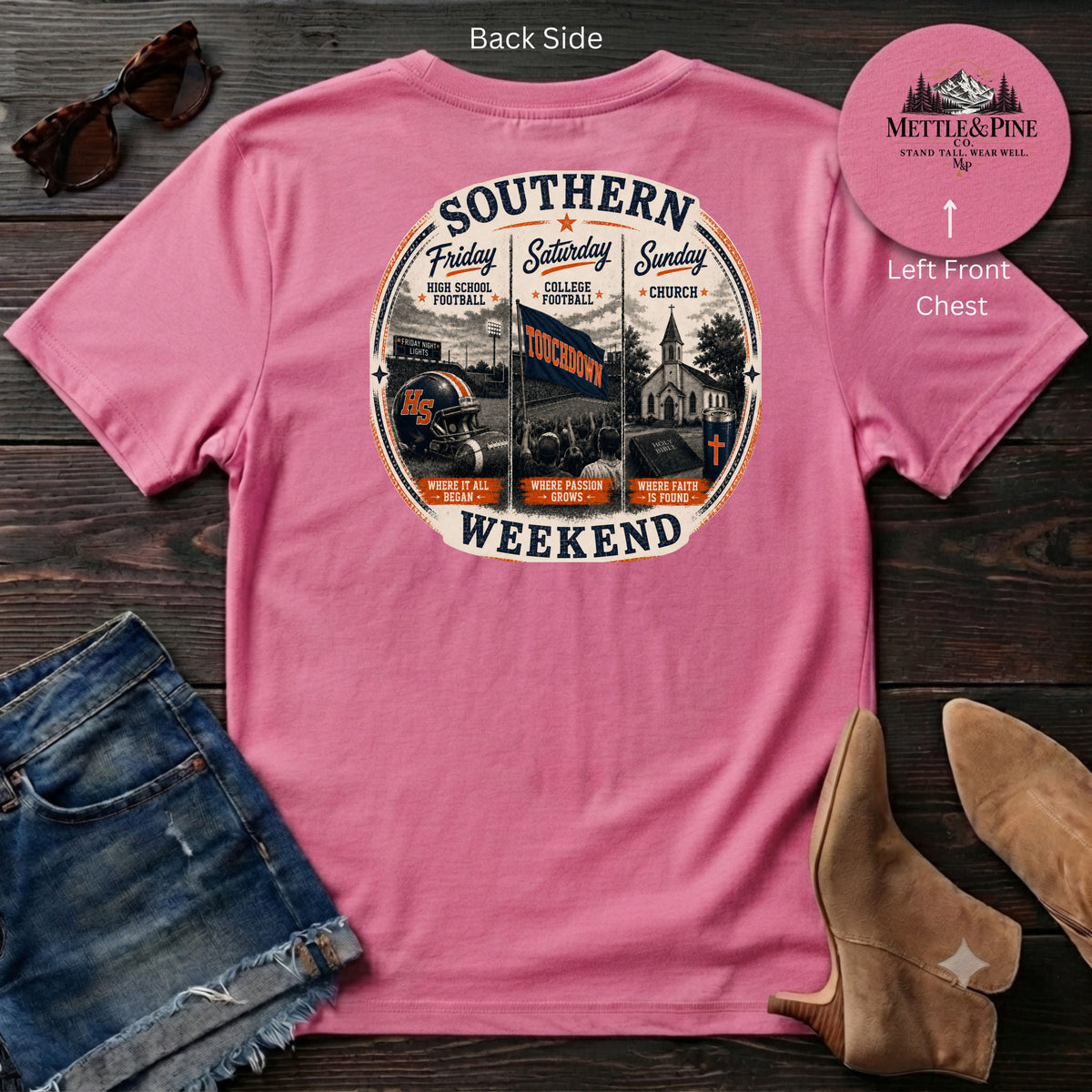 Southern Weekend Orange & Navy F/B T-Shirt