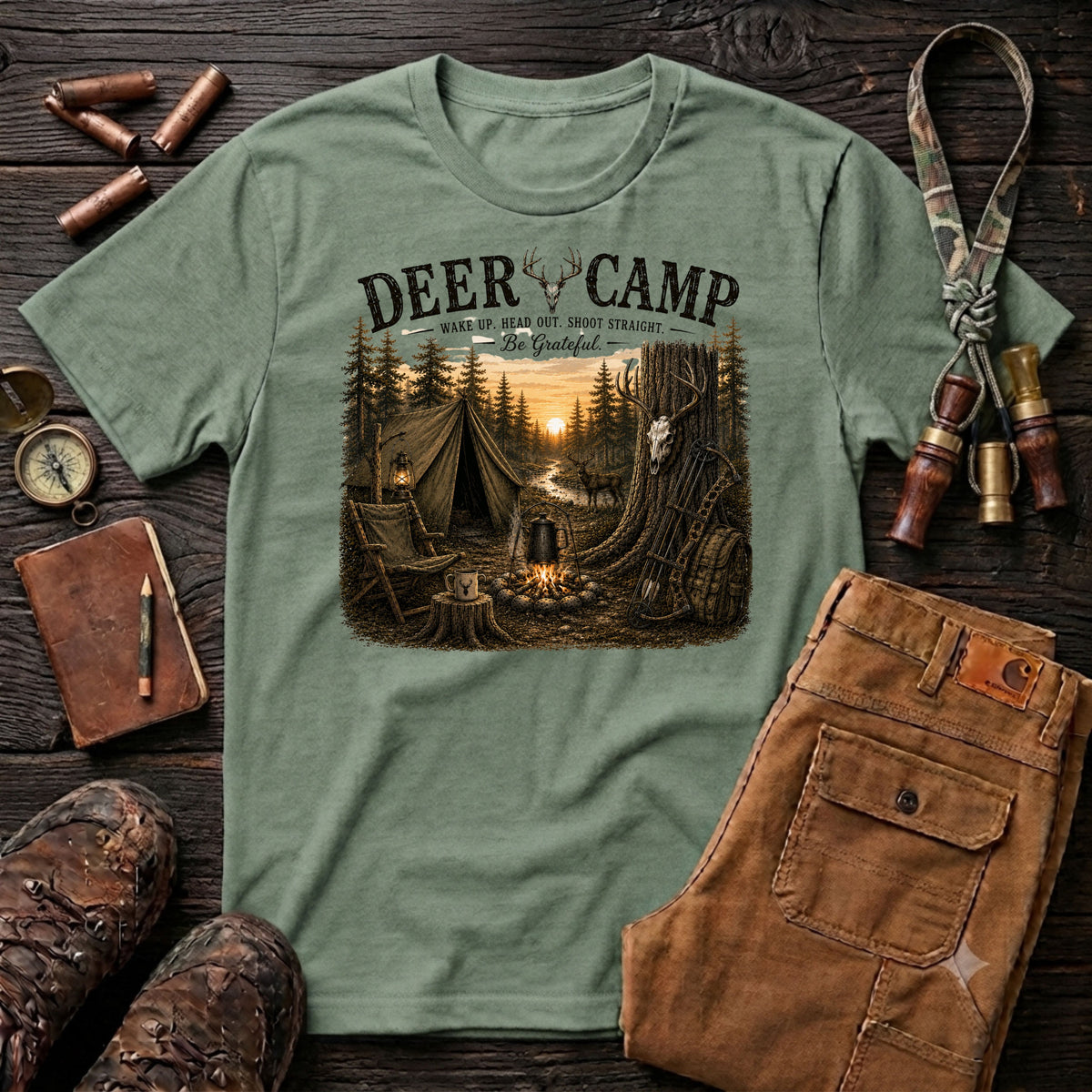 Deer Camp with Bow T-Shirt