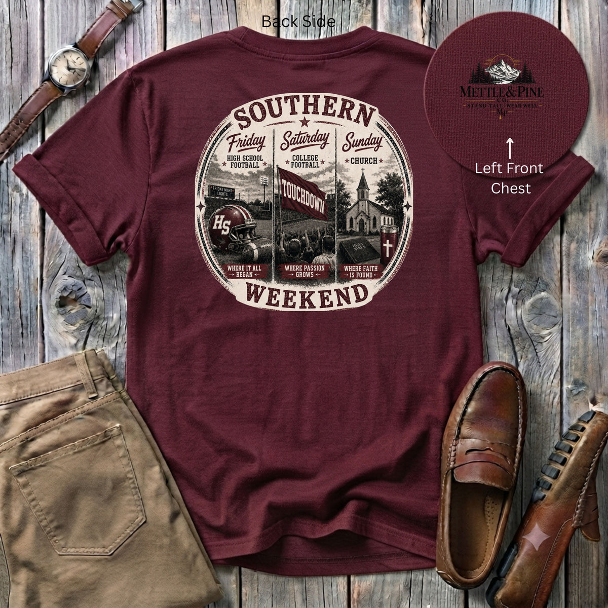 Southern Weekend Maroon & White F/B T-Shirt