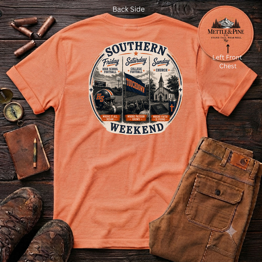 Southern Weekend Orange & Navy F/B T-Shirt
