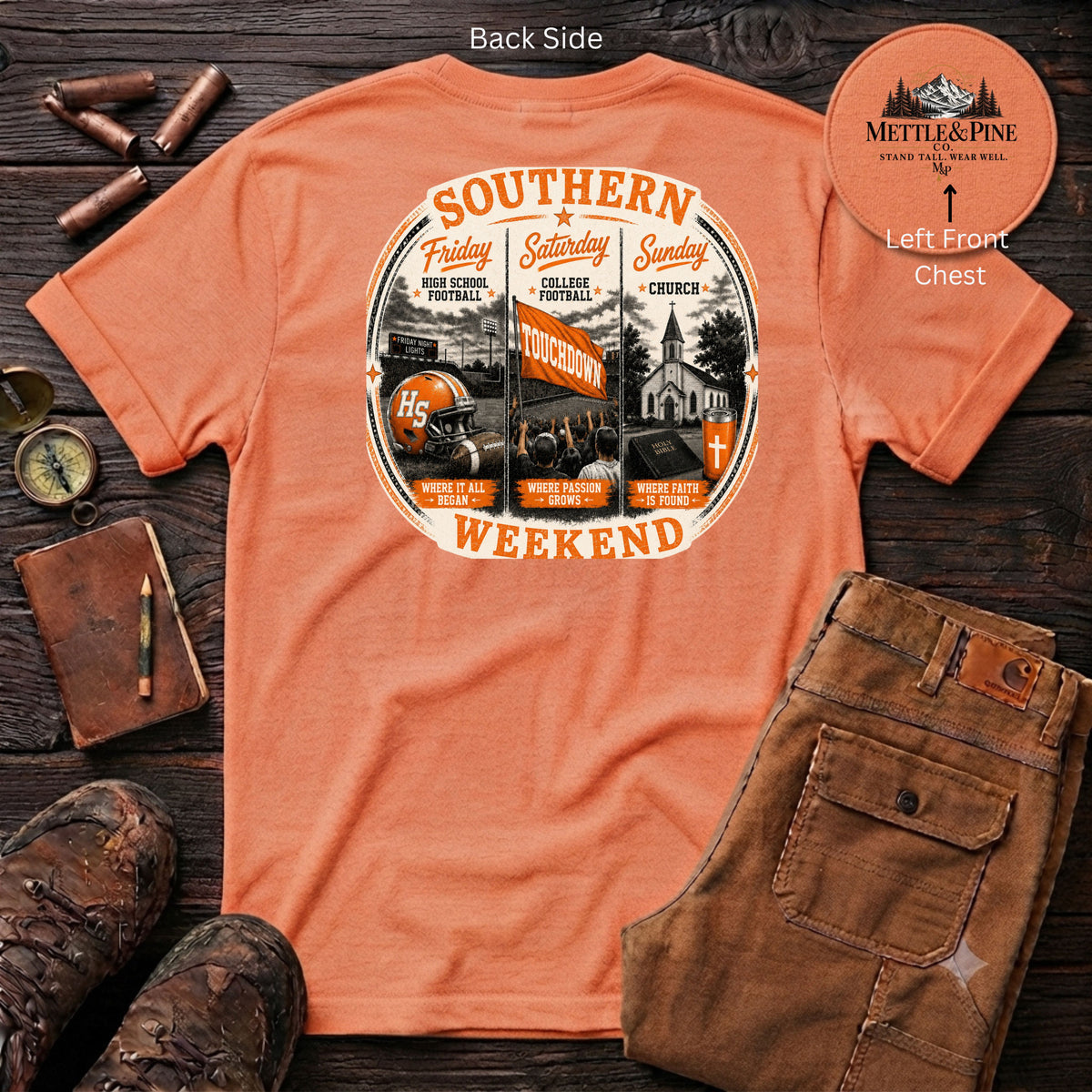 Southern Weekend Orange & White F/B T-Shirt