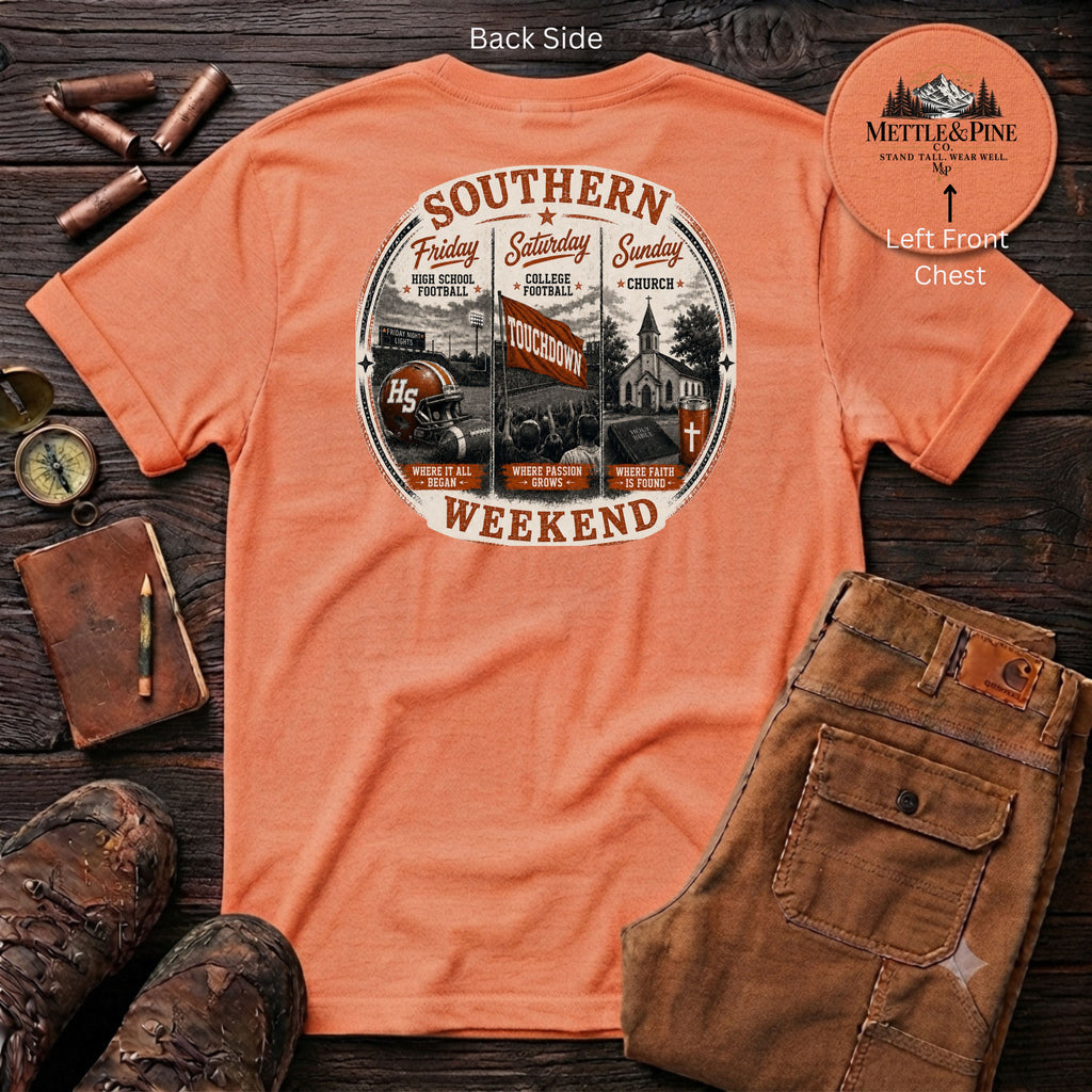 Southern Weekend Burnt Orange & White F/B T-Shirt