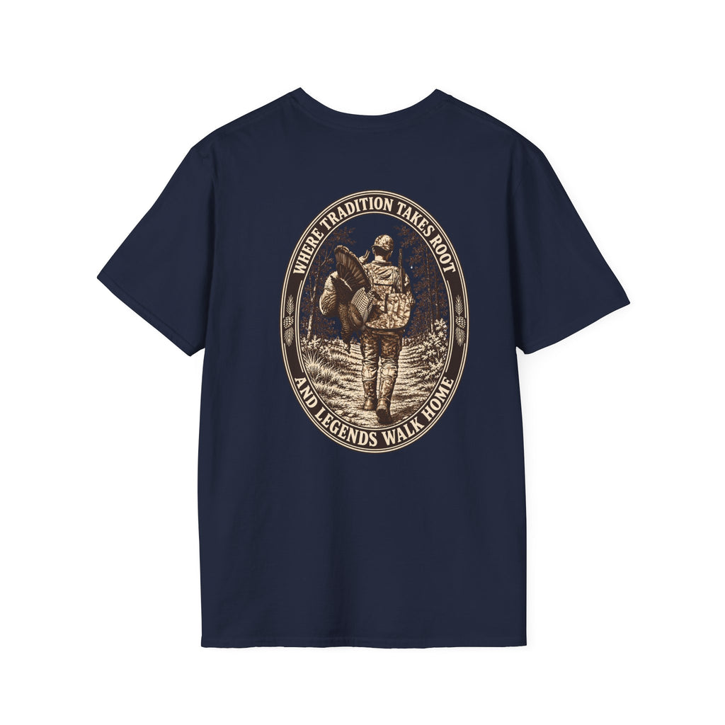 Turkey Hunting with Turkey Logo on Front T-Shirt– Legends Walk Home