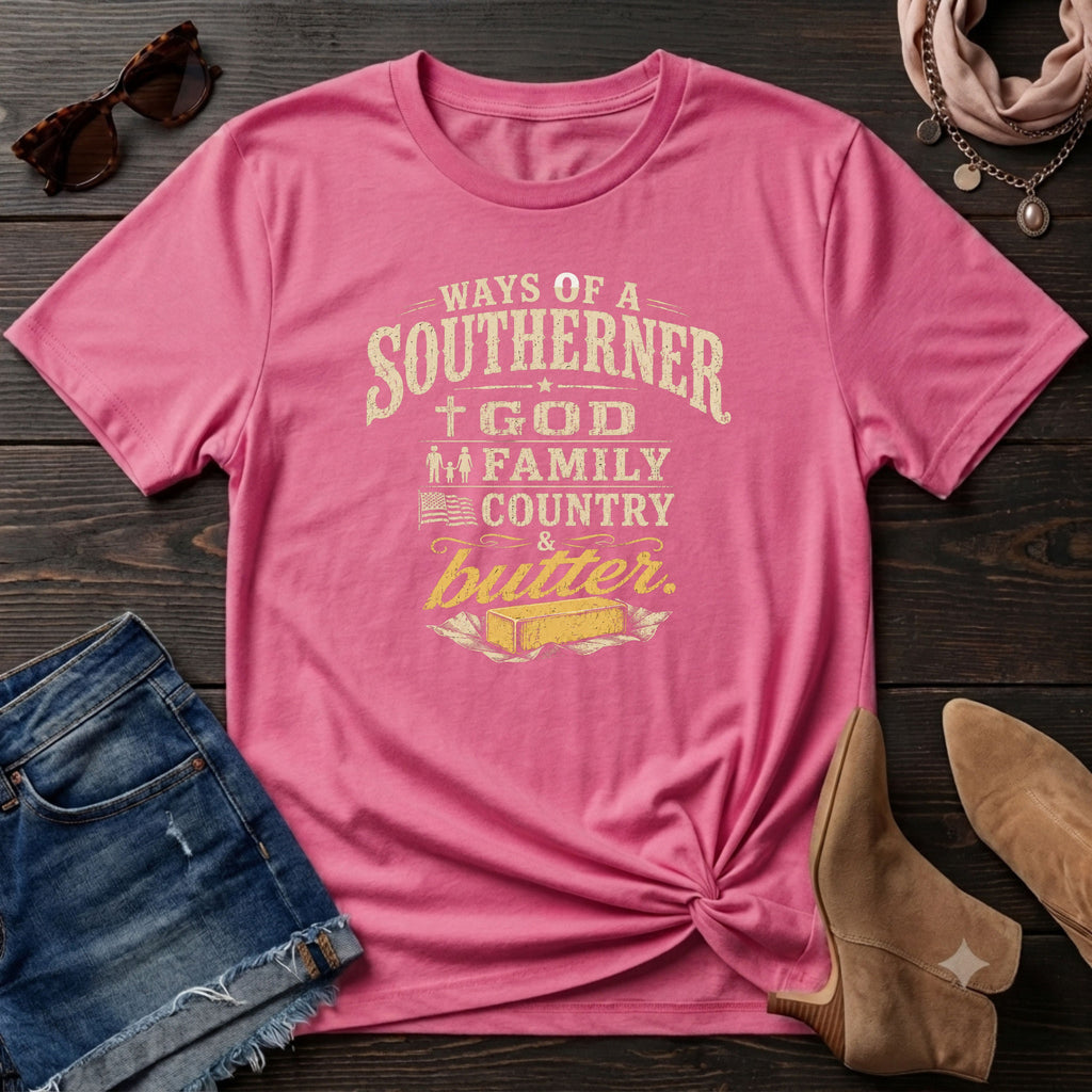 Ways of the Southerner God Family Country Butter T-Shirt
