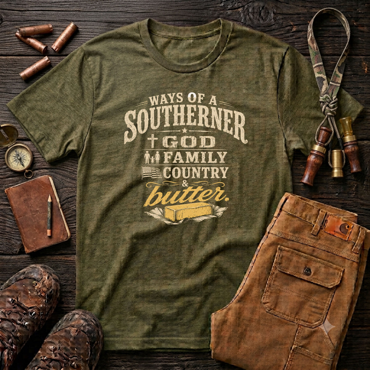 Ways of the Southerner God Family Country Butter T-Shirt