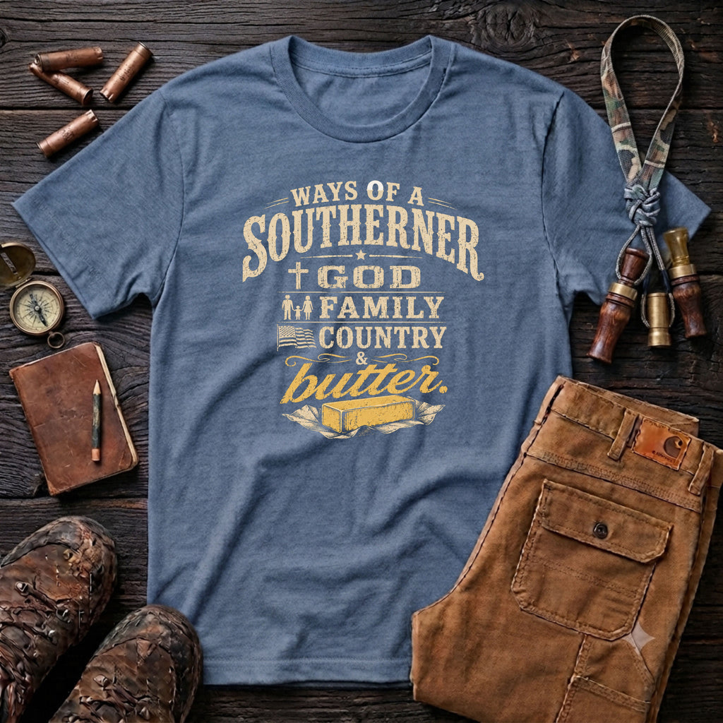Ways of the Southerner God Family Country Butter T-Shirt
