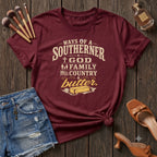 Ways of the Southerner God Family Country Butter T-Shirt