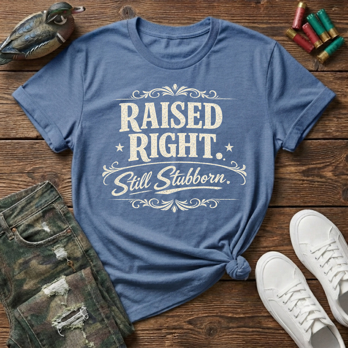 Raised Right Still Stubborn Black and Cream T-Shirt