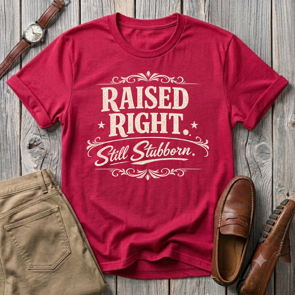 Raised Right Still Stubborn Black and Cream T-Shirt