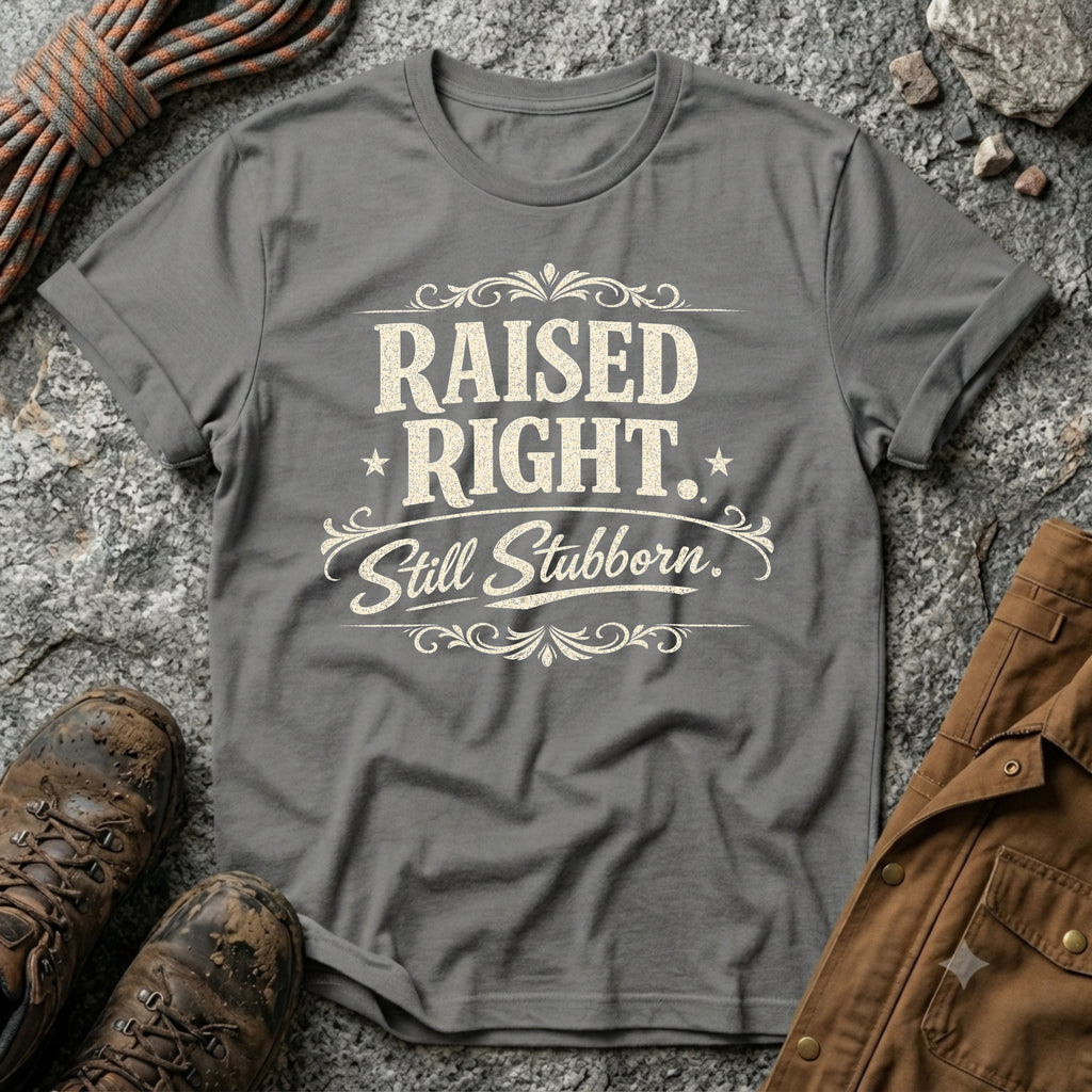 Raised Right Still Stubborn Black and Cream T-Shirt