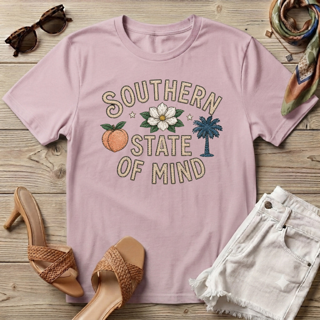 Southern State of Mind Peach Magnolia Palmetto T-Shirt