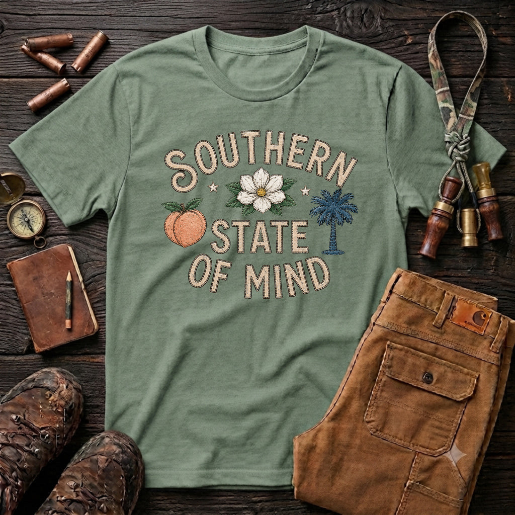 Southern State of Mind Peach Magnolia Palmetto T-Shirt