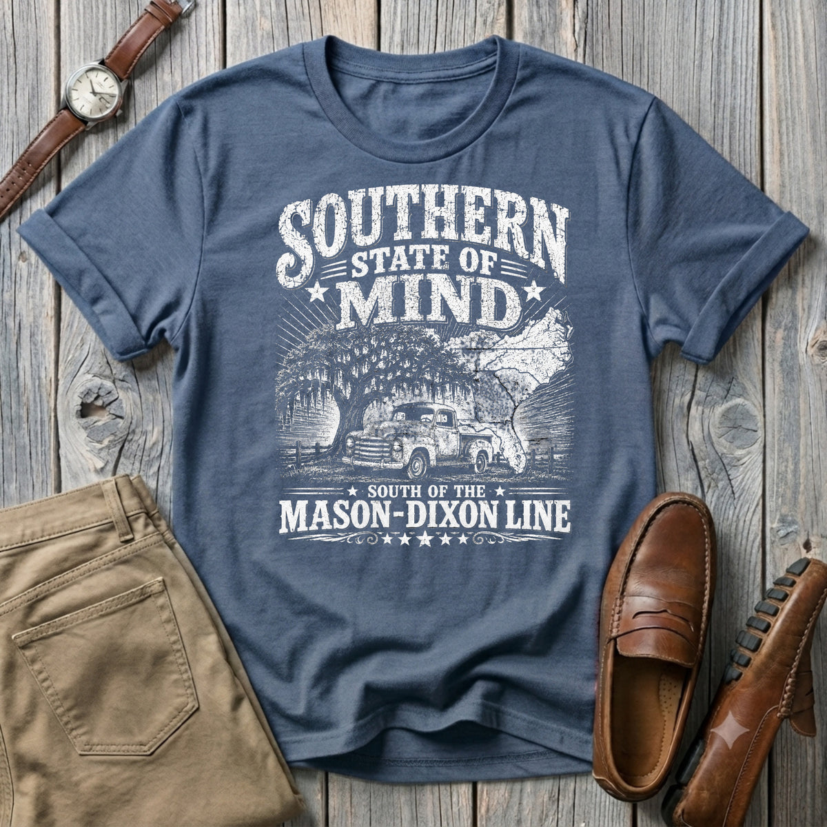 Southern State of Mind South of the Mason Dixon Line one color T-Shirt