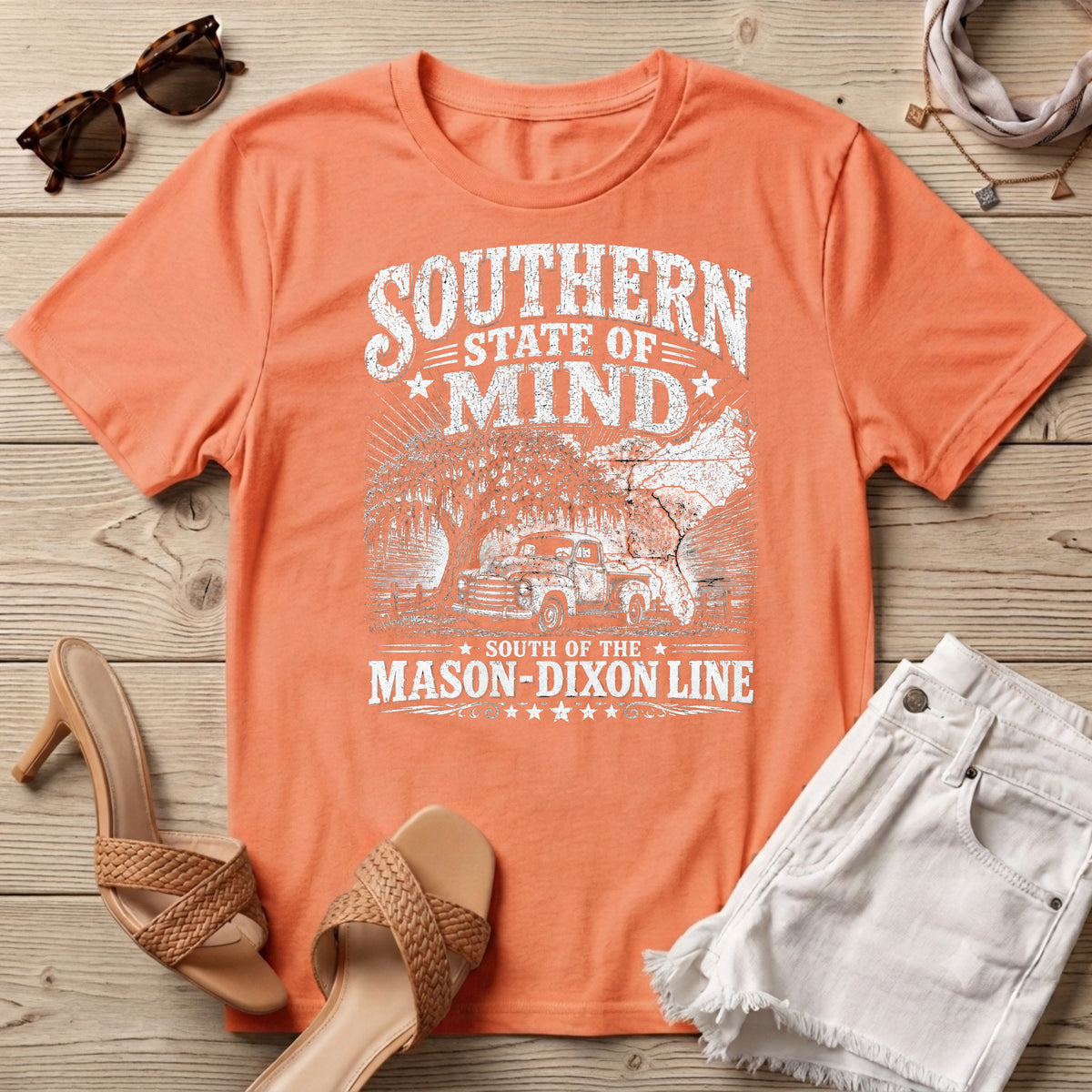 Southern State of Mind South of the Mason Dixon Line one color T-Shirt