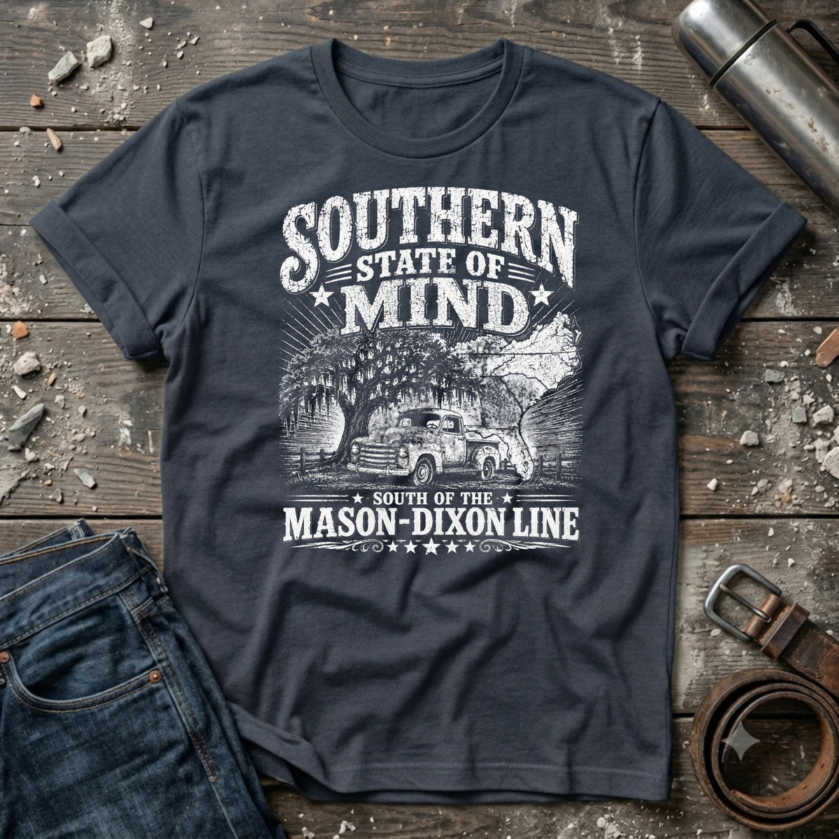 Southern State of Mind South of the Mason Dixon Line one color T-Shirt