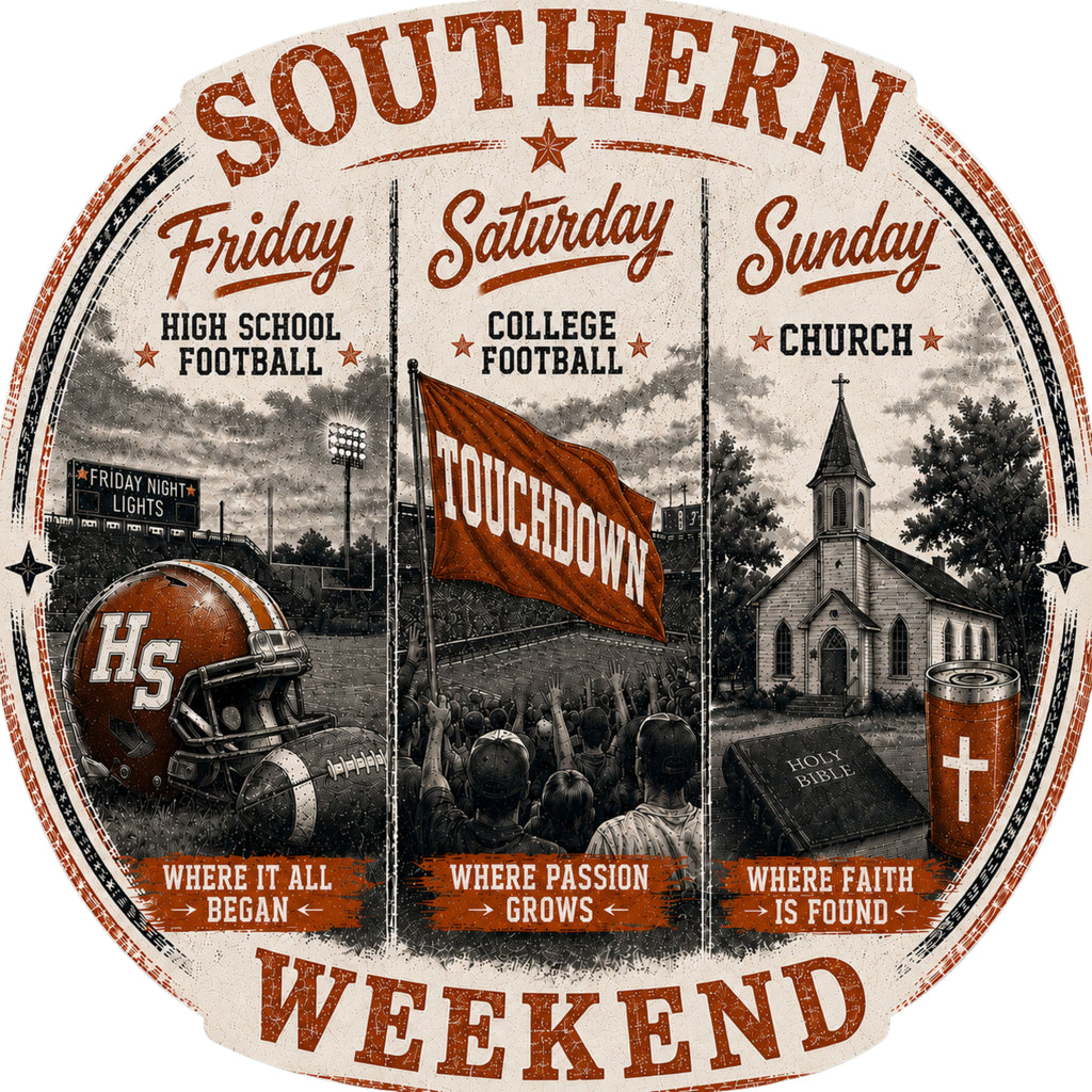 Southern Weekend Burnt Orange & White F/B T-Shirt