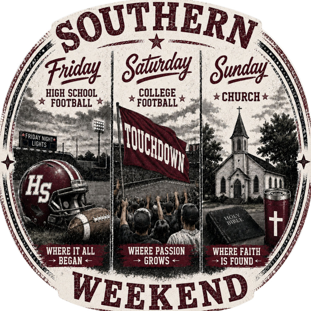 Southern Weekend Deep Maroon & White F/B T-Shirt