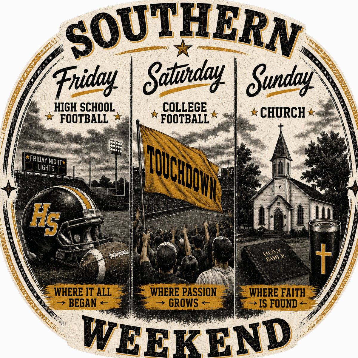 Southern Weekend Gold & Black F/B T-Shirt