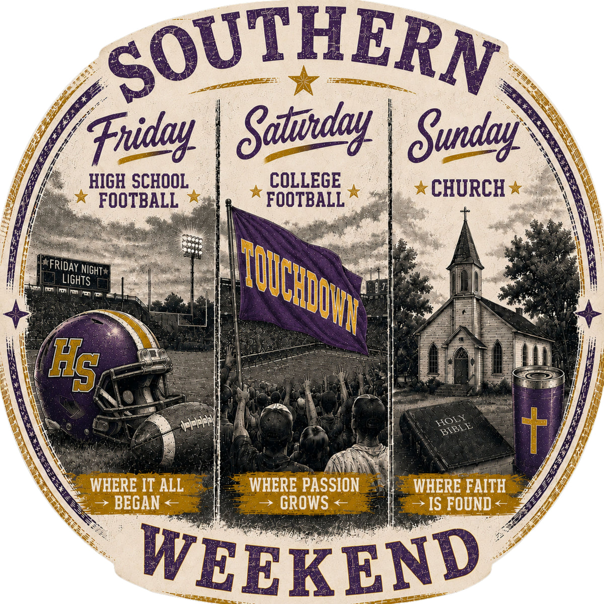 Southern Weekend Gold & Purple F/B T-Shirt