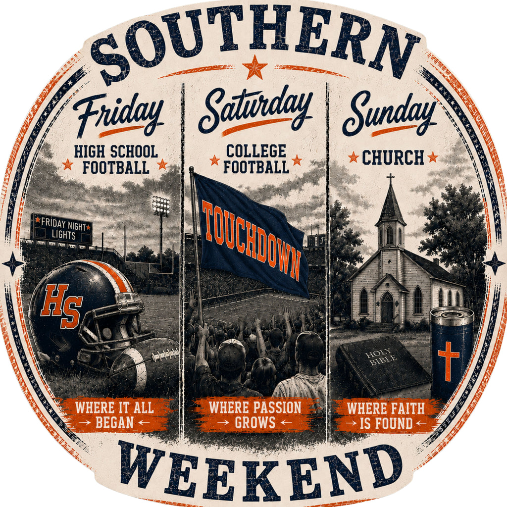 Southern Weekend Orange & Navy F/B T-Shirt